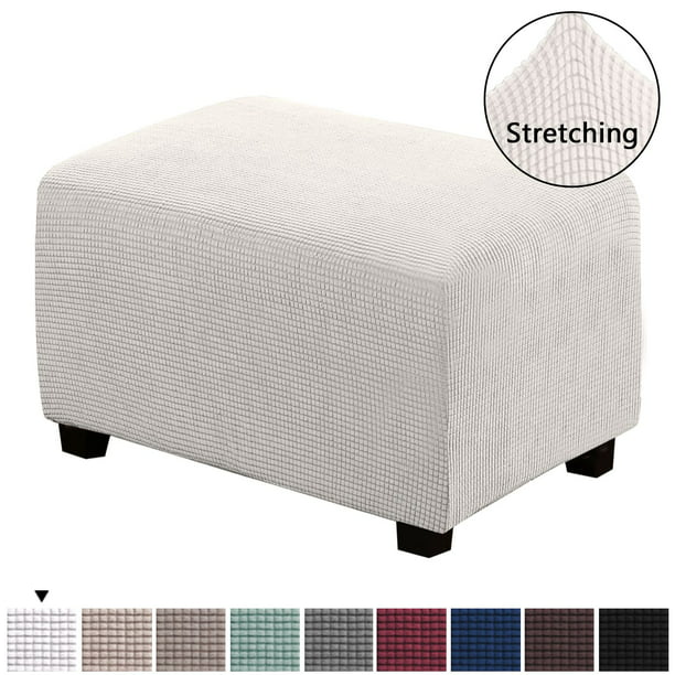 Rectangle Footstool Stretch Ottoman Cover Washable Modern Checked Jacquard Canapé